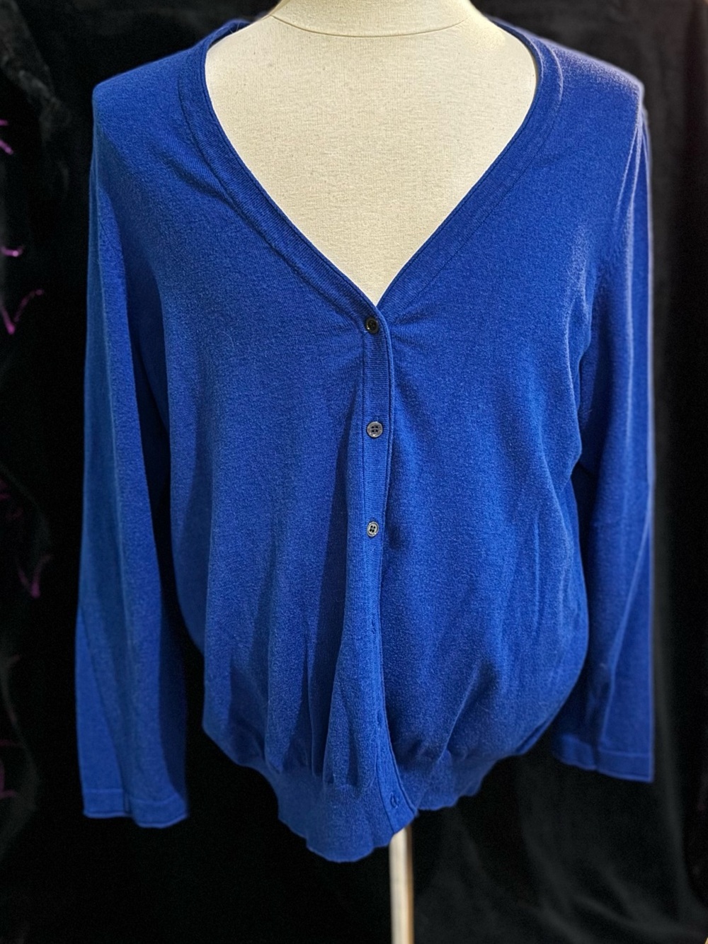 Dress Barn Royal Blue V-Neck Button Cardigan - Picture 1 of 5